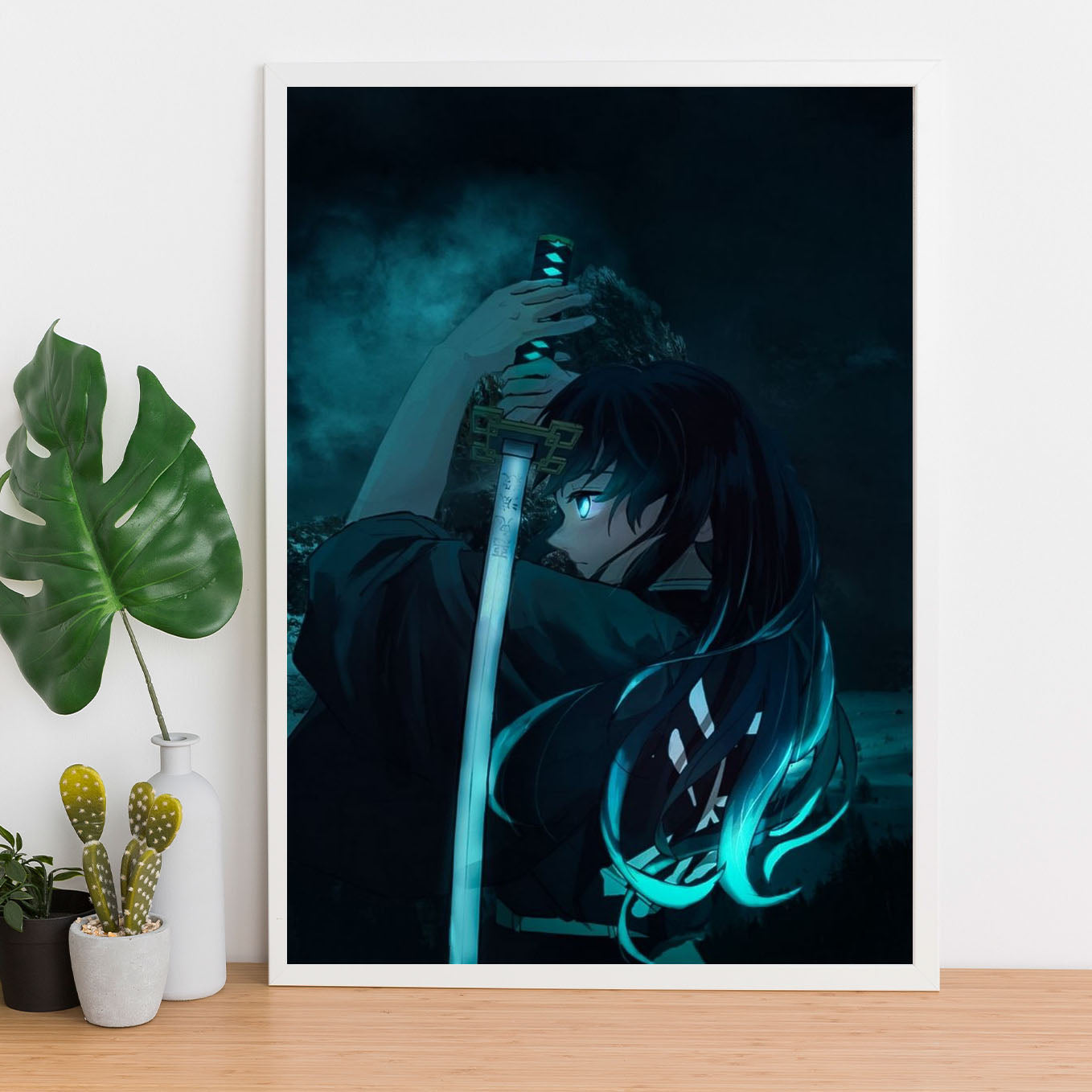 Demon Slayer Tanjiro's water breathing Poster art framed 13x19-Inch - SoulAbiti