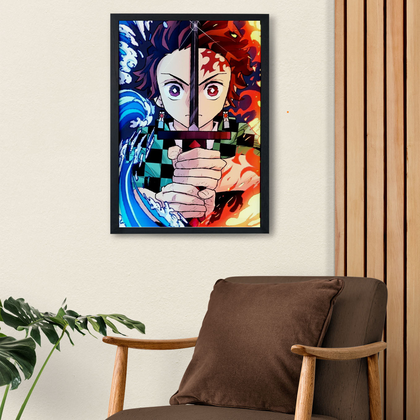 Demon Slayer Tanjiro Sun and Water breathing Poster framed 13x19-Inch - SoulAbiti