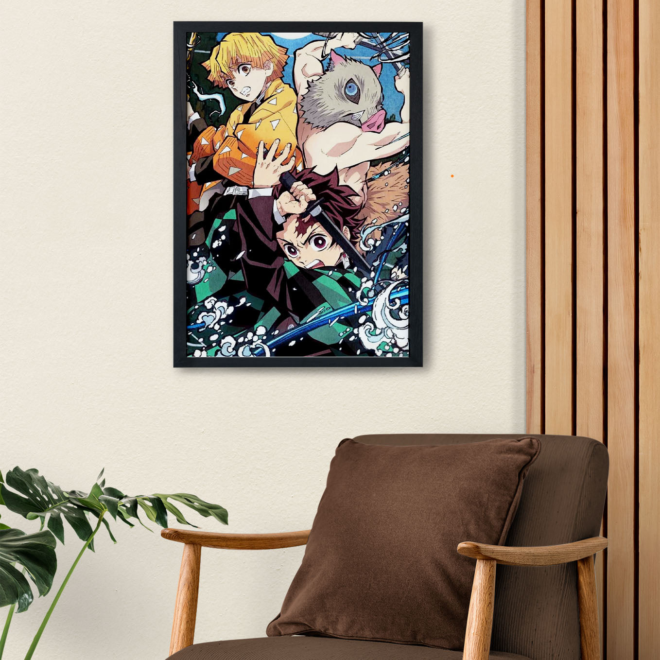 Demon Slayer Tanjiro, Zenitsu, Inosuke Poster art framed 13x19-Inch - SoulAbiti