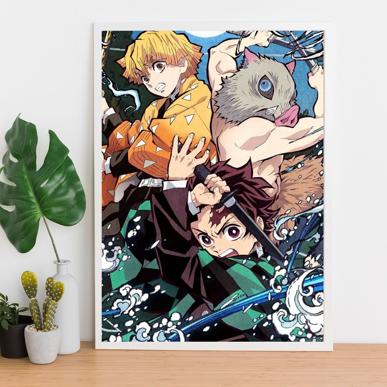 Demon Slayer Tanjiro, Zenitsu, Inosuke Poster art framed 13x19-Inch - SoulAbiti