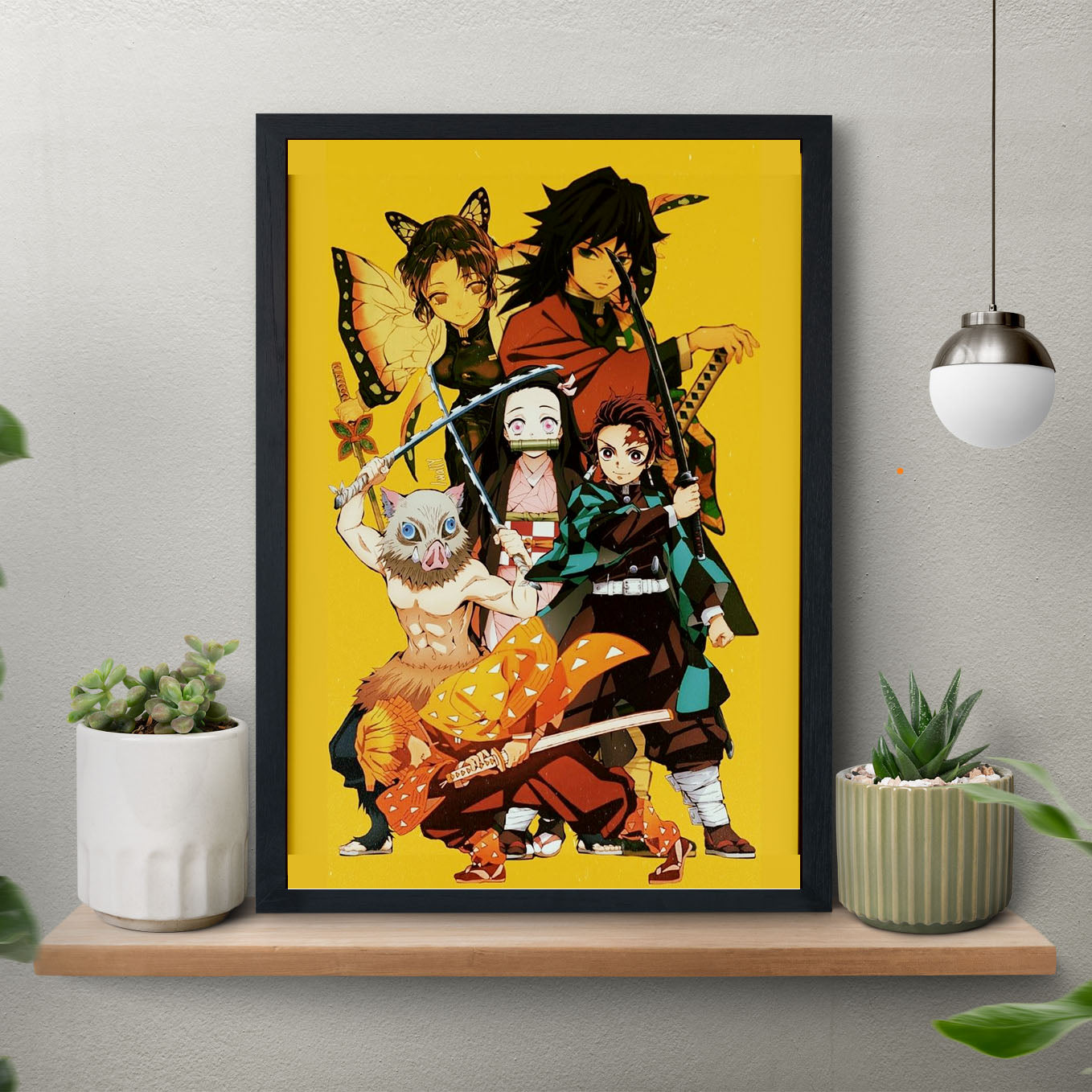 Demon Slayer trio with nezuko giyu and shinobu Poster anime frame (13x19-Inch, Plexi-Glass, Textured Frame) - SoulAbiti