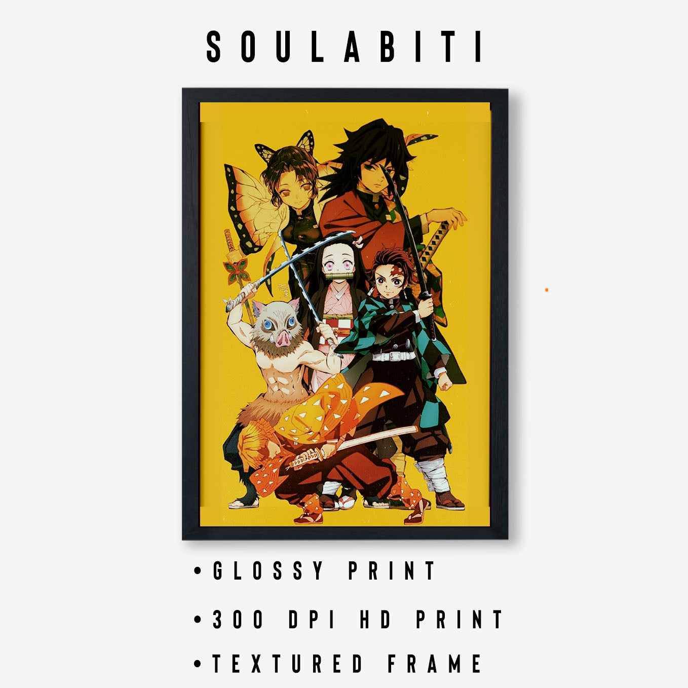 Demon Slayer trio with nezuko giyu and shinobu Poster anime frame (13x19-Inch, Plexi-Glass, Textured Frame) - SoulAbiti
