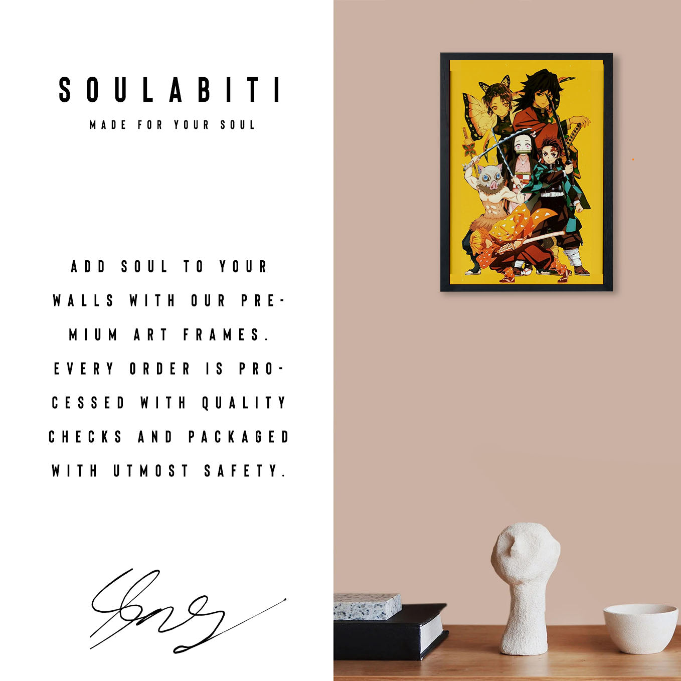 Demon Slayer trio with nezuko giyu and shinobu Poster anime frame (13x19-Inch, Plexi-Glass, Textured Frame) - SoulAbiti