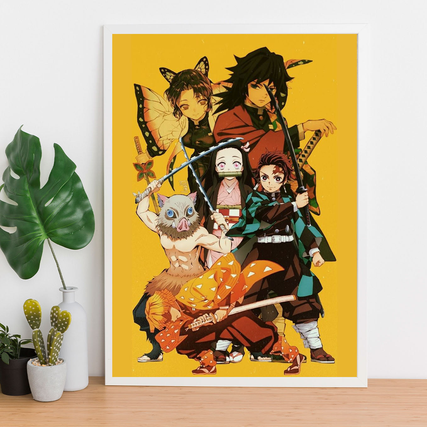 Demon Slayer trio with nezuko giyu and shinobu Poster anime frame (13x19-Inch, Plexi-Glass, Textured Frame) - SoulAbiti