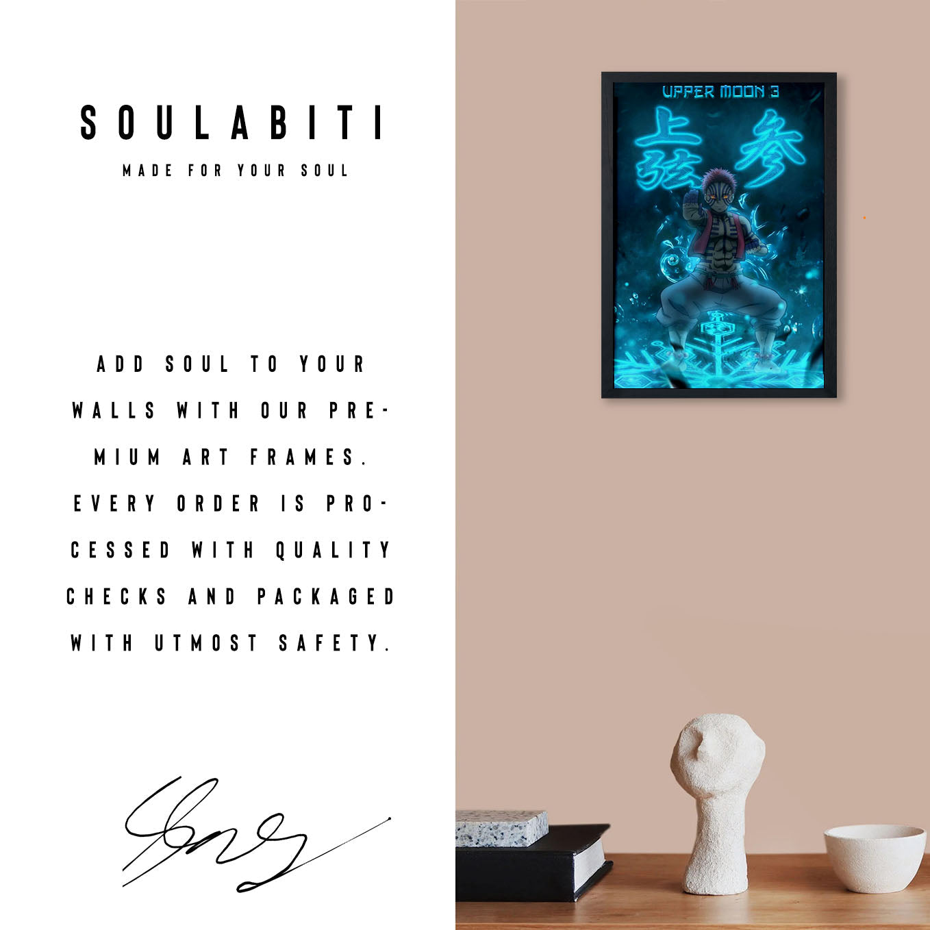 Demon Slayer Upper moon 3 Poster art framed 13x19-Inch - SoulAbiti