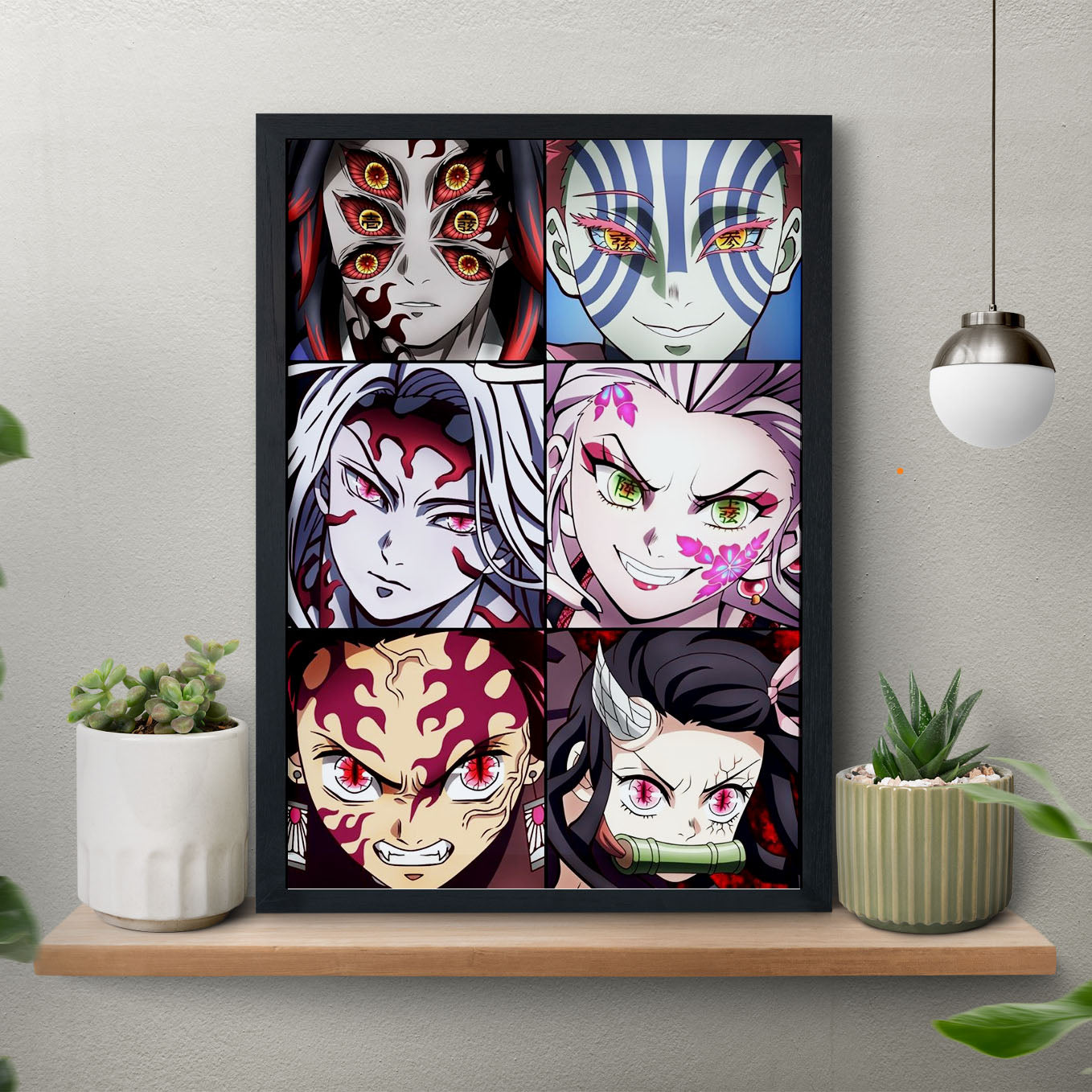 Demon Slayer Upper moon demons Poster anime framed (13x19-Inch, Plexi-Glass, Textured Frame) - SoulAbiti