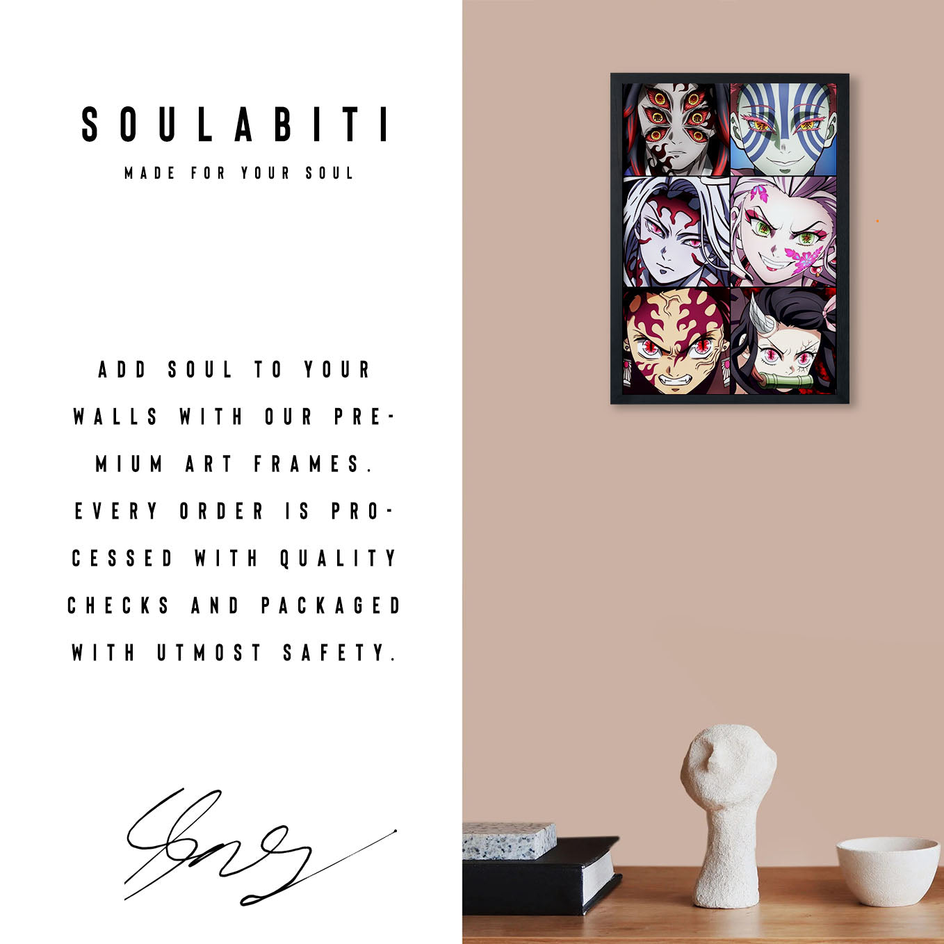 Demon Slayer Upper moon demons Poster anime framed (13x19-Inch, Plexi-Glass, Textured Frame) - SoulAbiti