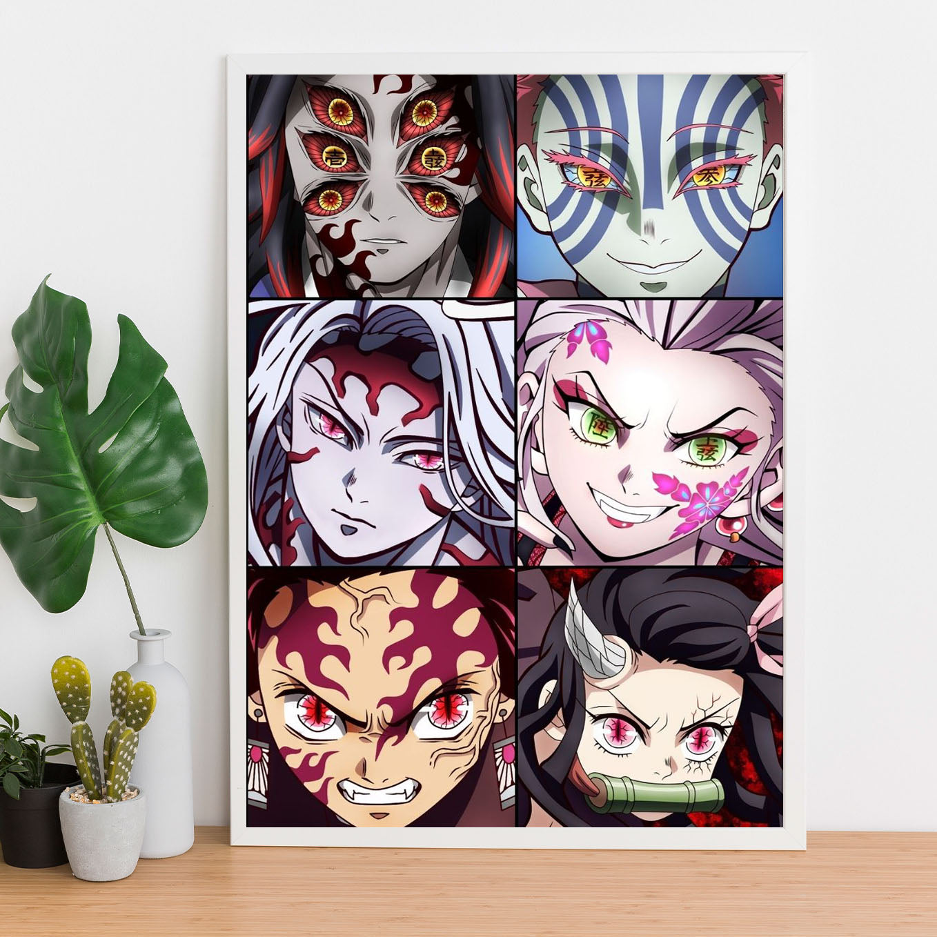 Demon Slayer Upper moon demons Poster anime framed (13x19-Inch, Plexi-Glass, Textured Frame) - SoulAbiti