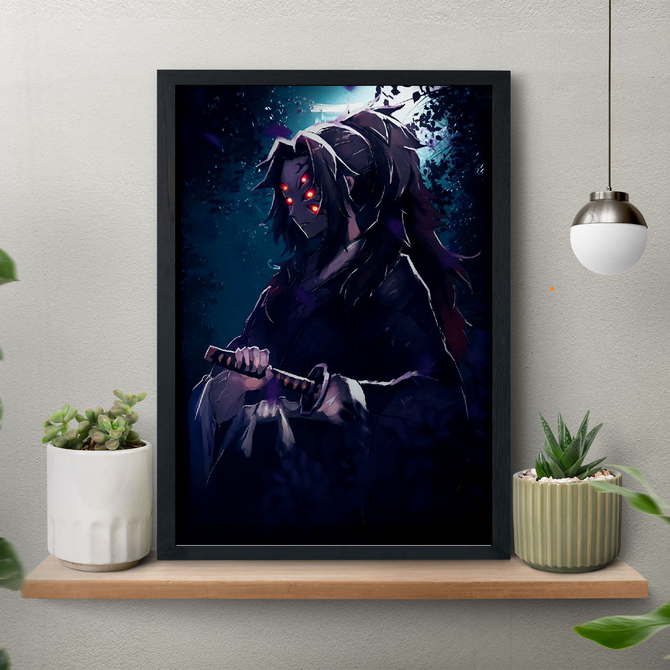 Demon Slayer Upper Rank 1 Kokushibo Poster art framed 13x19-Inch - SoulAbiti
