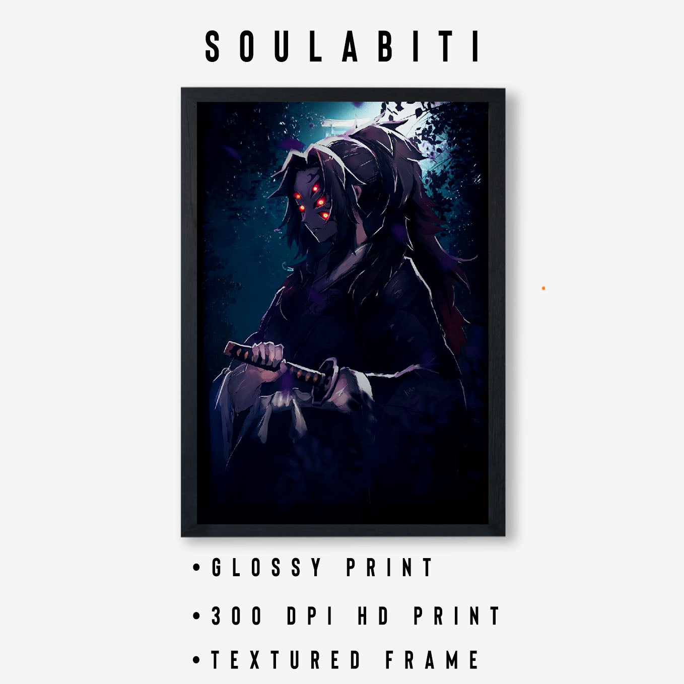 Demon Slayer Upper Rank 1 Kokushibo Poster art framed 13x19-Inch - SoulAbiti