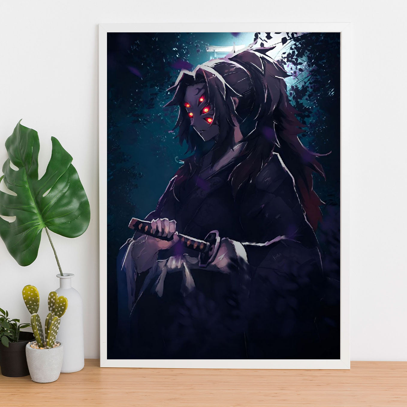 Demon Slayer Upper Rank 1 Kokushibo Poster art framed 13x19-Inch - SoulAbiti