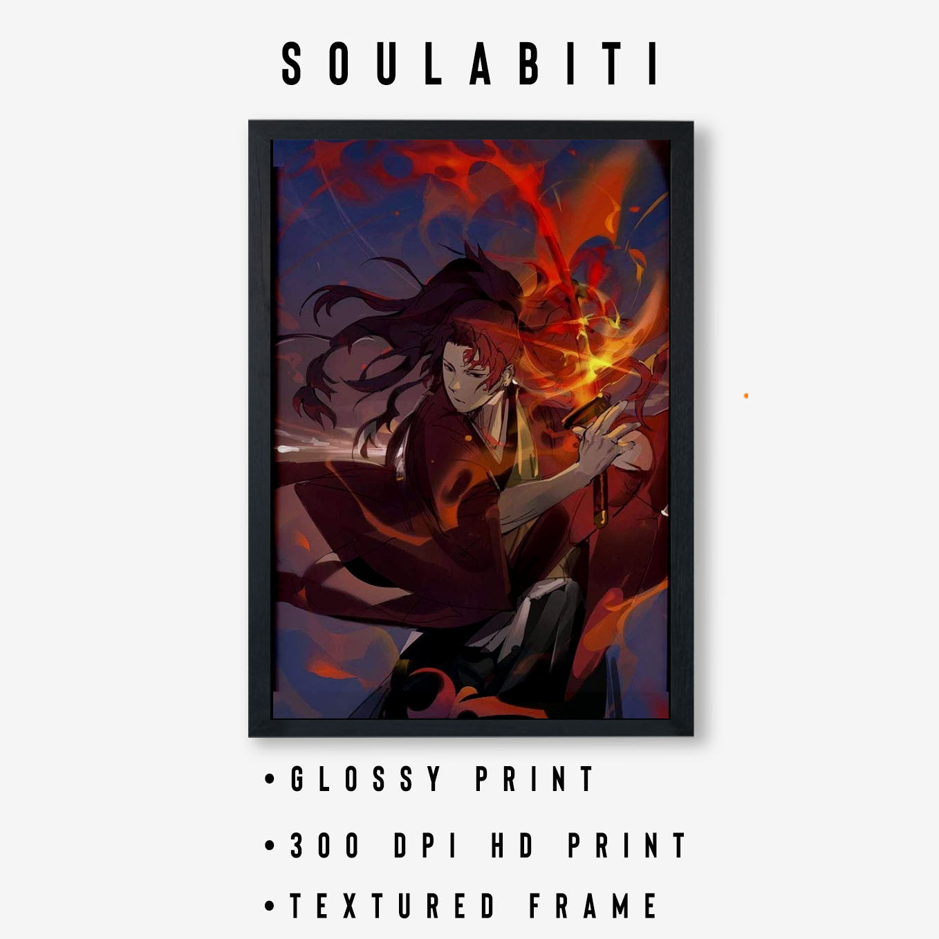Demon Slayer Yoriichi Tsugikuni Poster art framed 13x19-Inch - SoulAbiti