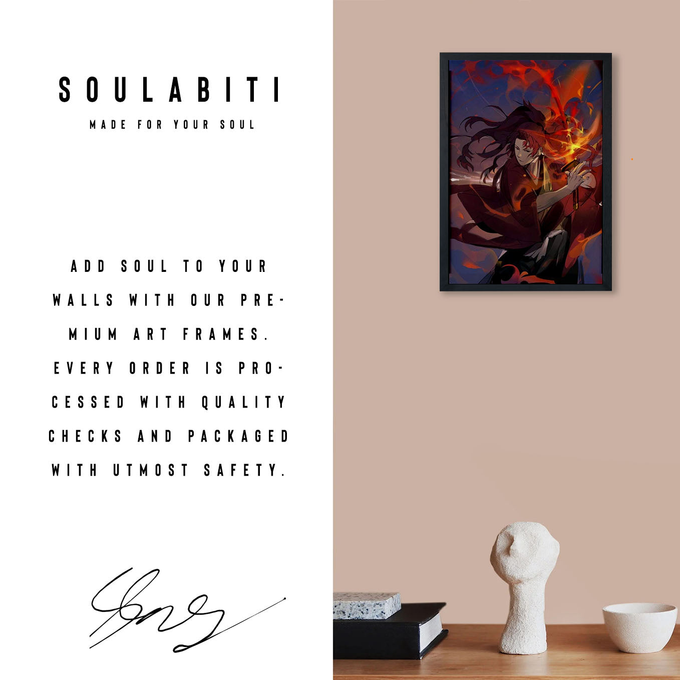 Demon Slayer Yoriichi Tsugikuni Poster art framed 13x19-Inch - SoulAbiti