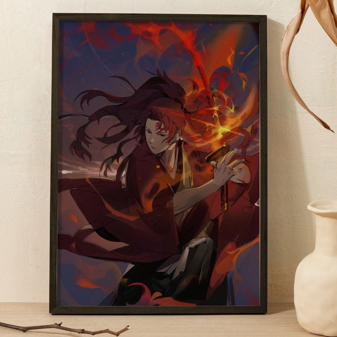 Demon Slayer Yoriichi Tsugikuni Poster art framed 13x19-Inch - SoulAbiti