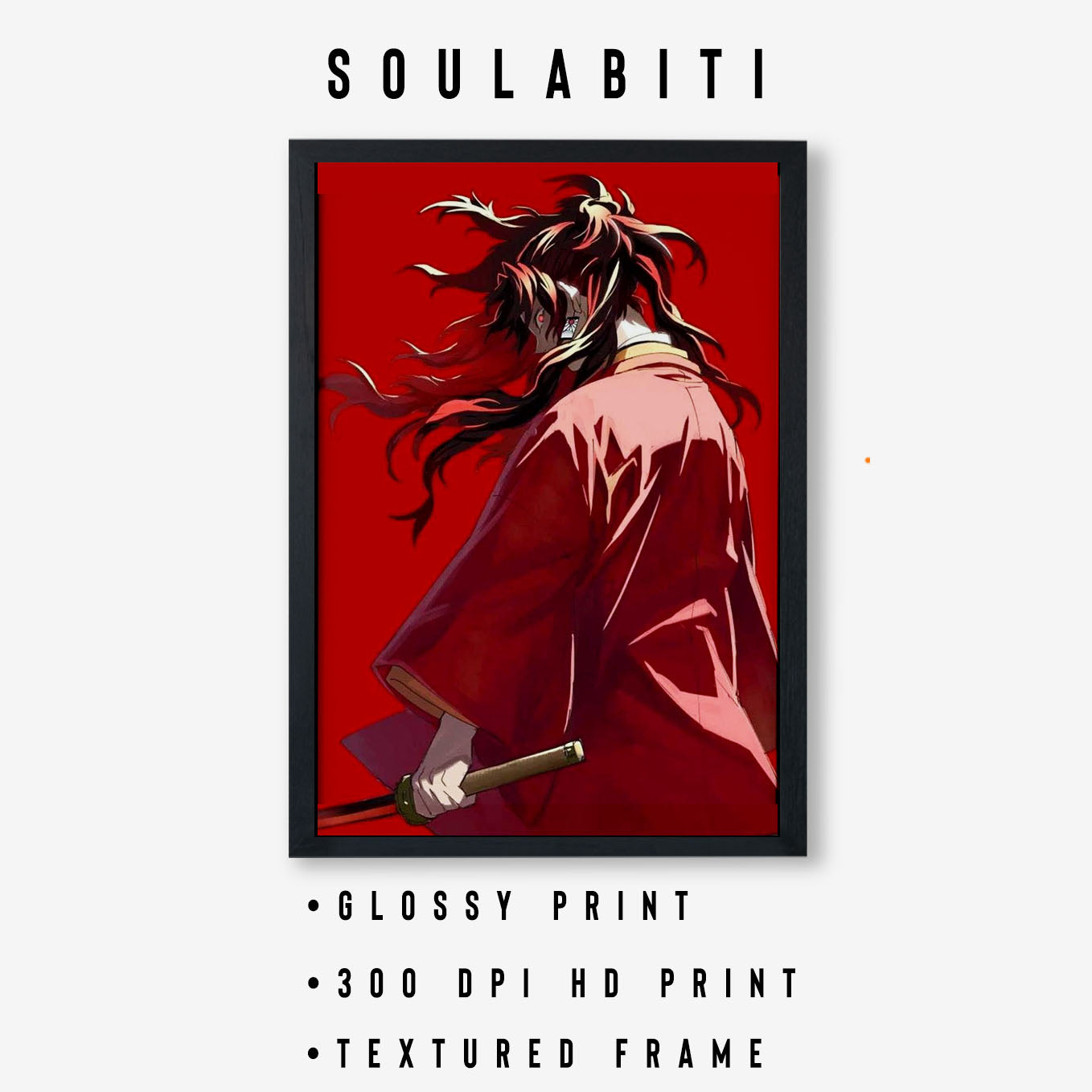Demon Slayer Yoriichi Tsugikuni sun breathing Poster art framed 13x19-Inch - SoulAbiti