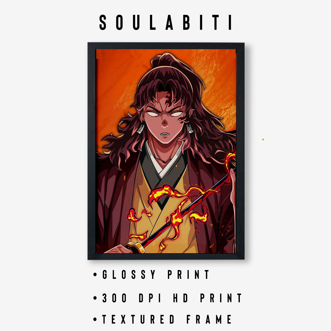 Demon Slayer Yoriichi Tsugikuni Sword Poster art framed 13x19-Inch - SoulAbiti