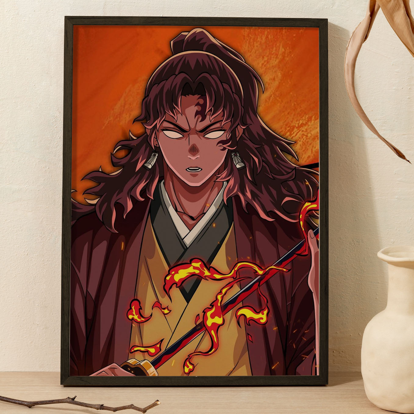 Demon Slayer Yoriichi Tsugikuni Sword Poster art framed 13x19-Inch - SoulAbiti