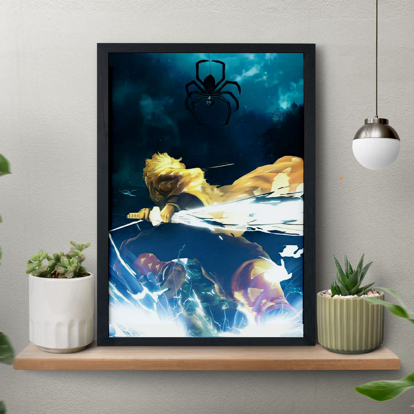 Demon Slayer Zenitsu 7th Form Fan Art Poster art framed 13x19-Inch - SoulAbiti