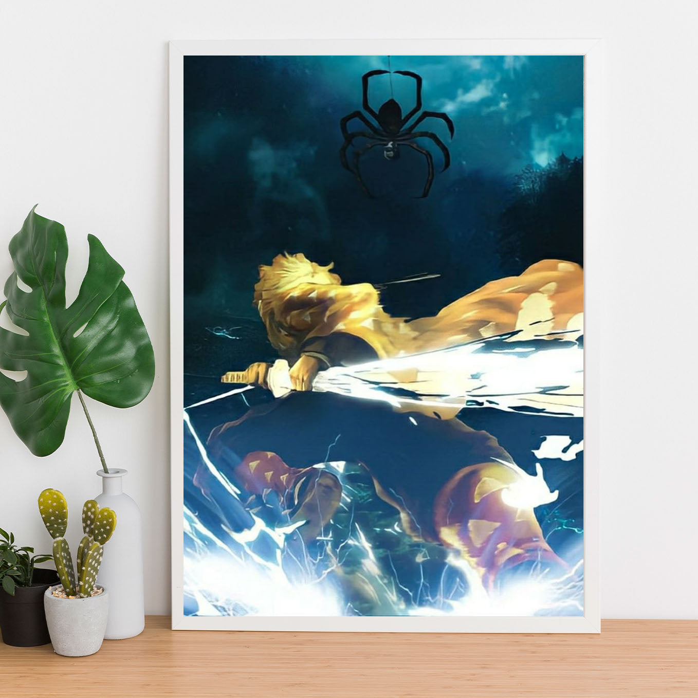 Demon Slayer Zenitsu 7th Form Fan Art Poster art framed 13x19-Inch - SoulAbiti