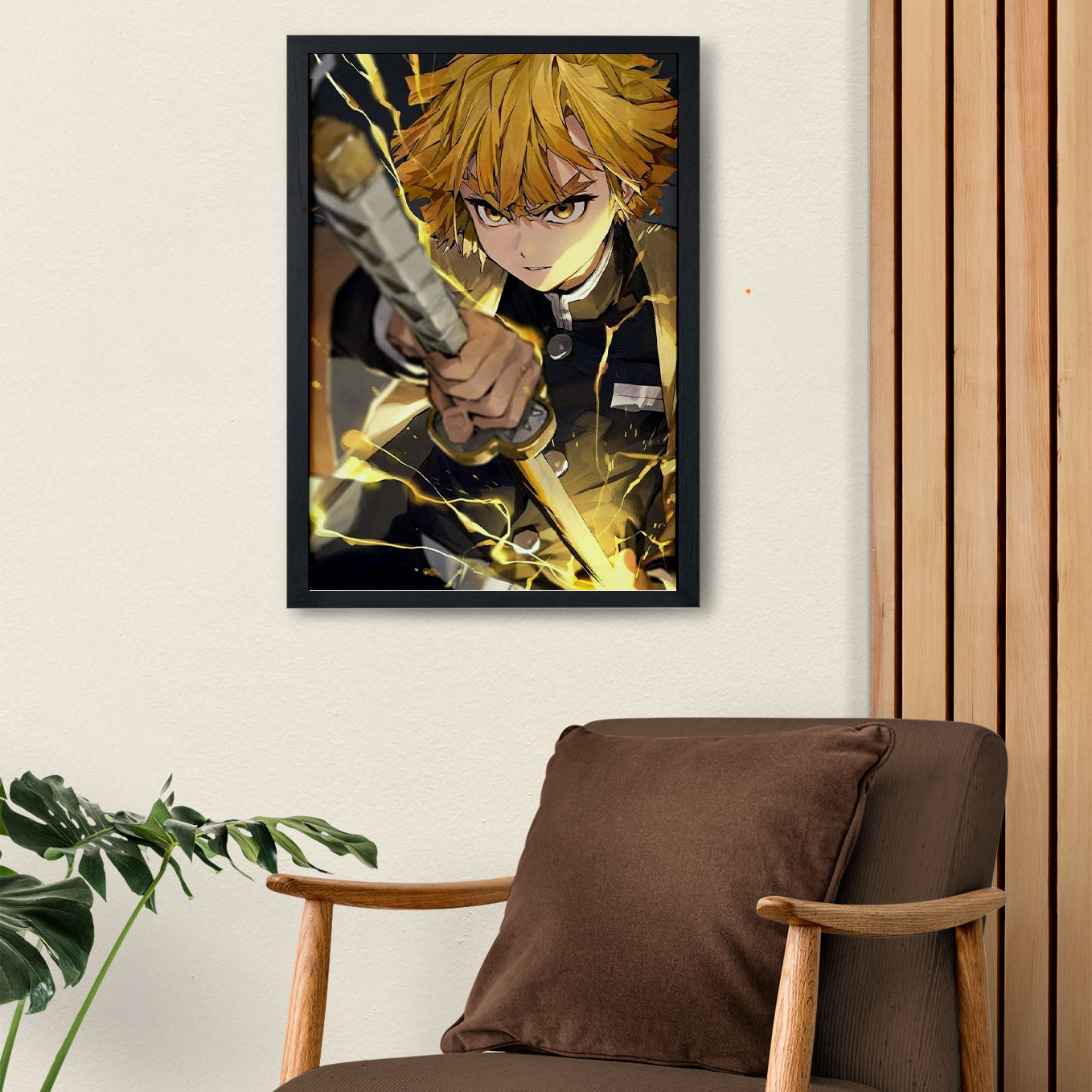 Demon Slayer Zenitsu 7th Form Poster art framed 13x19-Inch - SoulAbiti