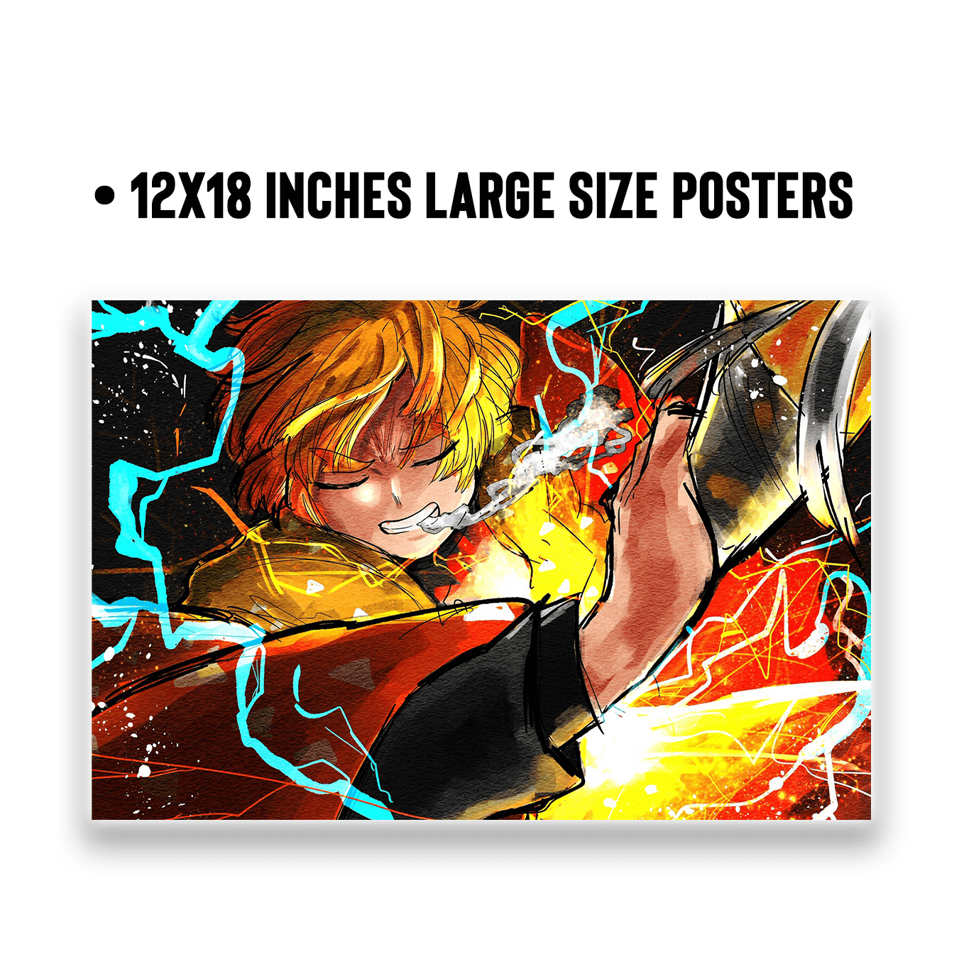 Demon Slayer Zenitsu Agatsuma Set of 6 Anime posters 12x18 inches - SoulAbiti