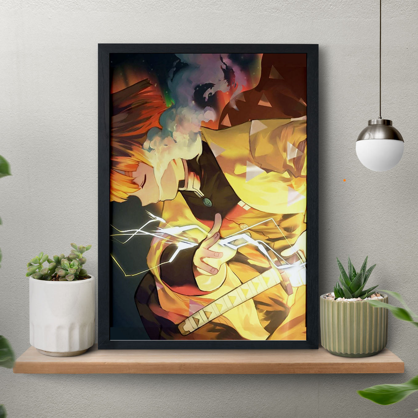 Demon Slayer Zenitsu Breathing Poster art framed 13x19-Inch - SoulAbiti