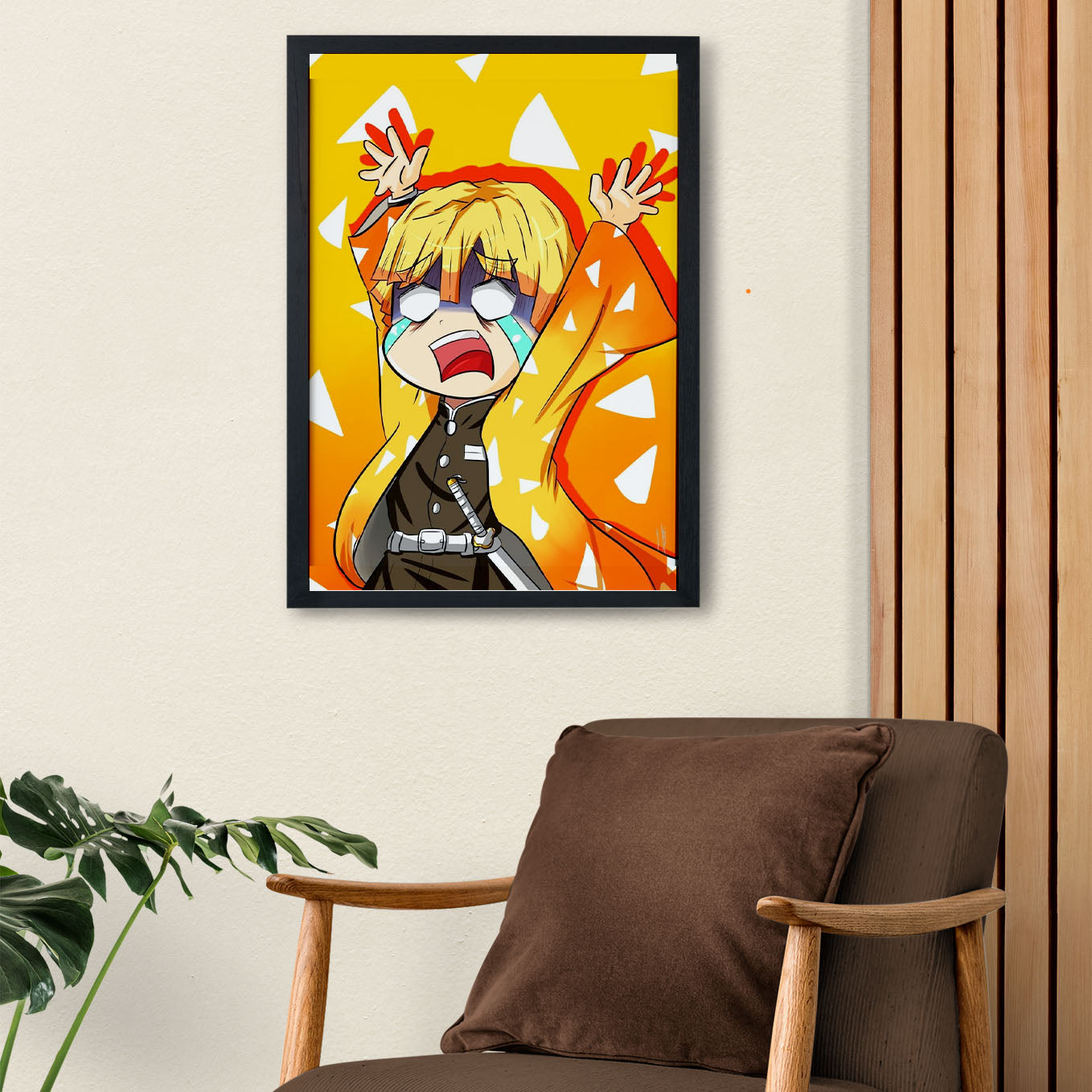 Demon Slayer Zenitsu Crying Fanart Poster art framed 13x19-Inch - SoulAbiti