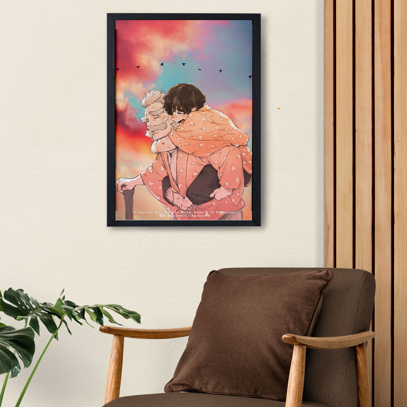 Demon Slayer Zenitsu Grandpa Poster framed 13x19-Inch with Plexi-Glass - SoulAbiti