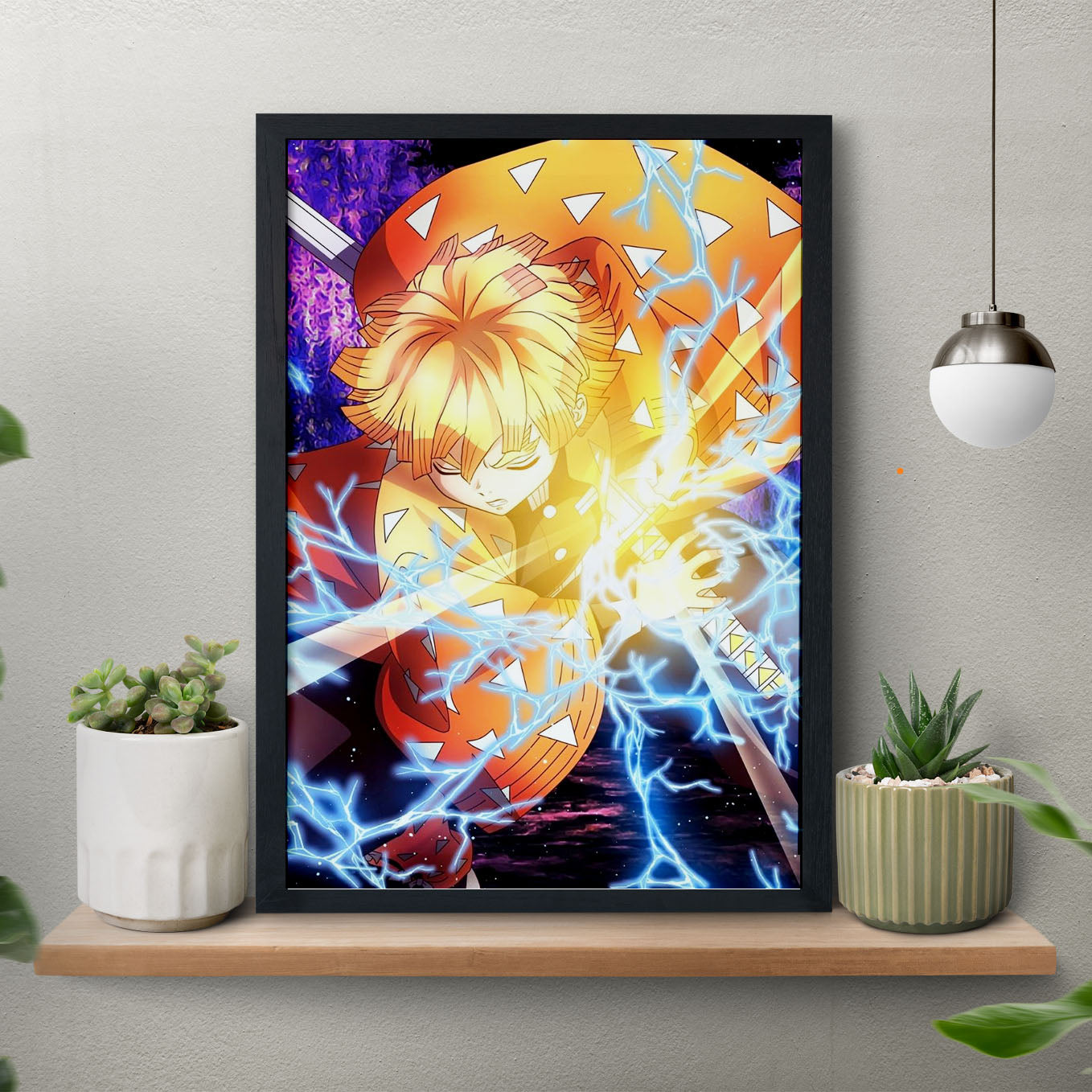 Demon Slayer Zenitsu Moment Poster art framed 13x19-Inch - SoulAbiti