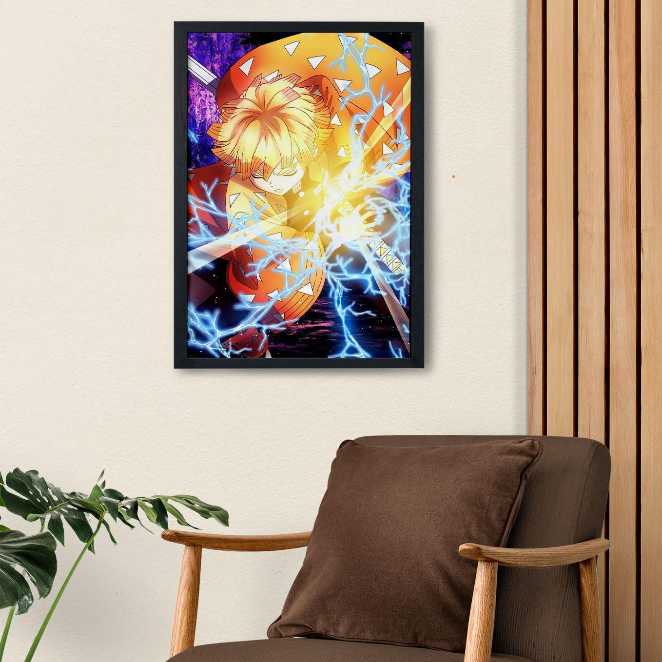 Demon Slayer Zenitsu Moment Poster art framed 13x19-Inch - SoulAbiti