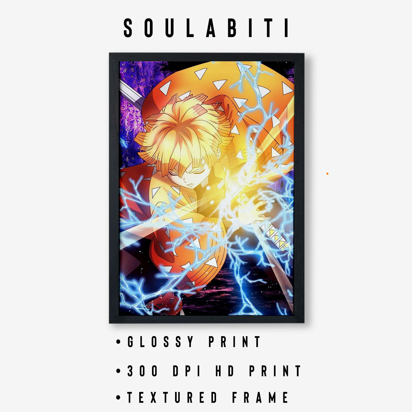 Demon Slayer Zenitsu Moment Poster art framed 13x19-Inch - SoulAbiti