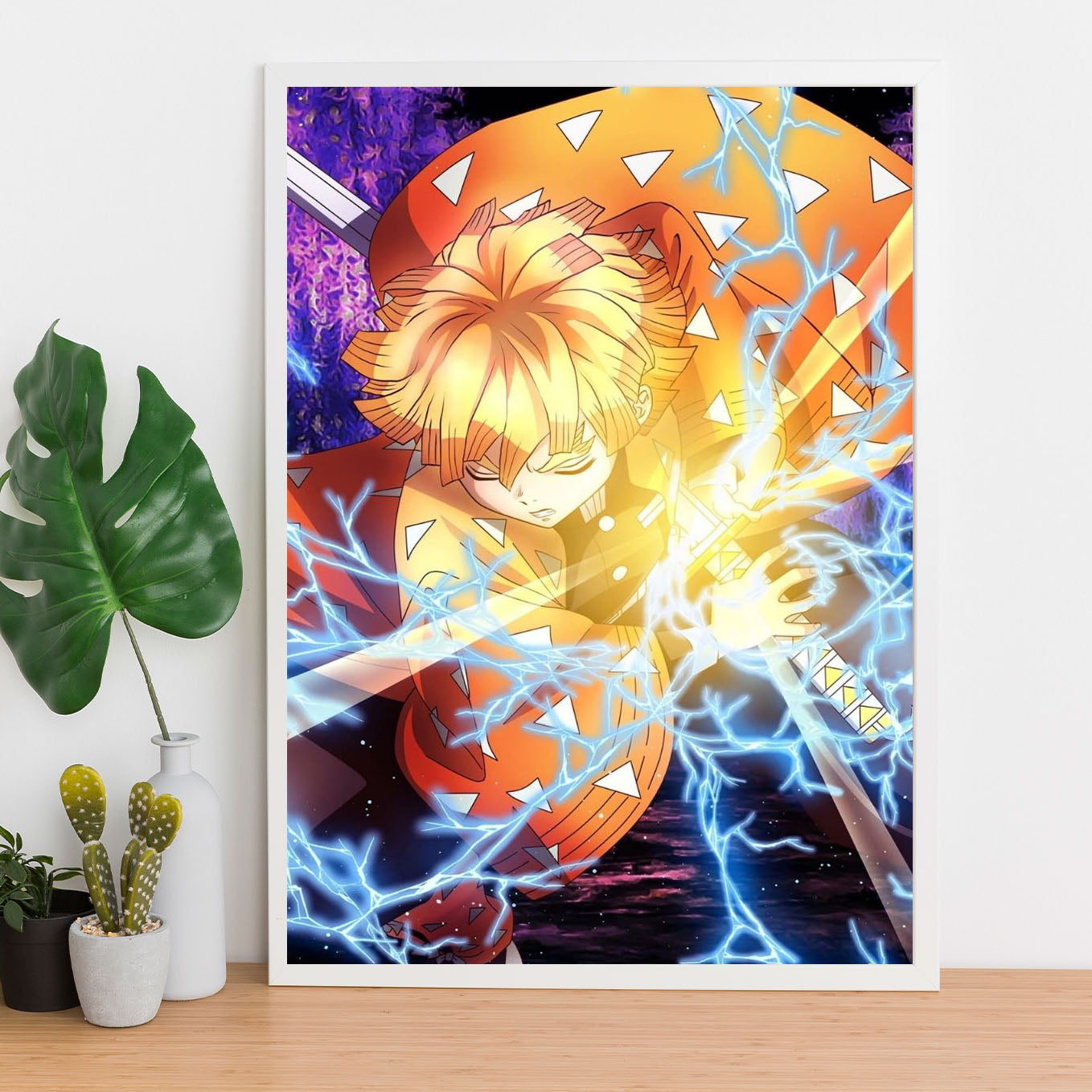 Demon Slayer Zenitsu Moment Poster art framed 13x19-Inch - SoulAbiti