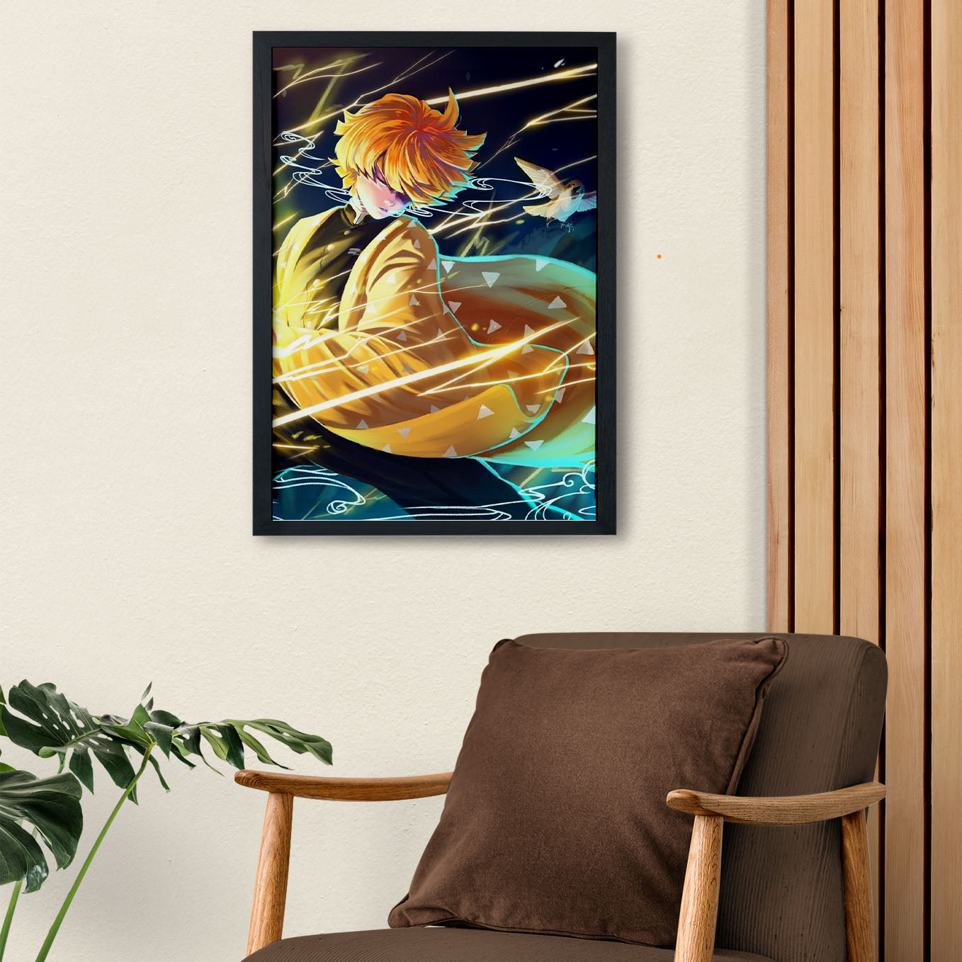 Demon Slayer Zenitsu Poster art framed 13x19-Inch - SoulAbiti