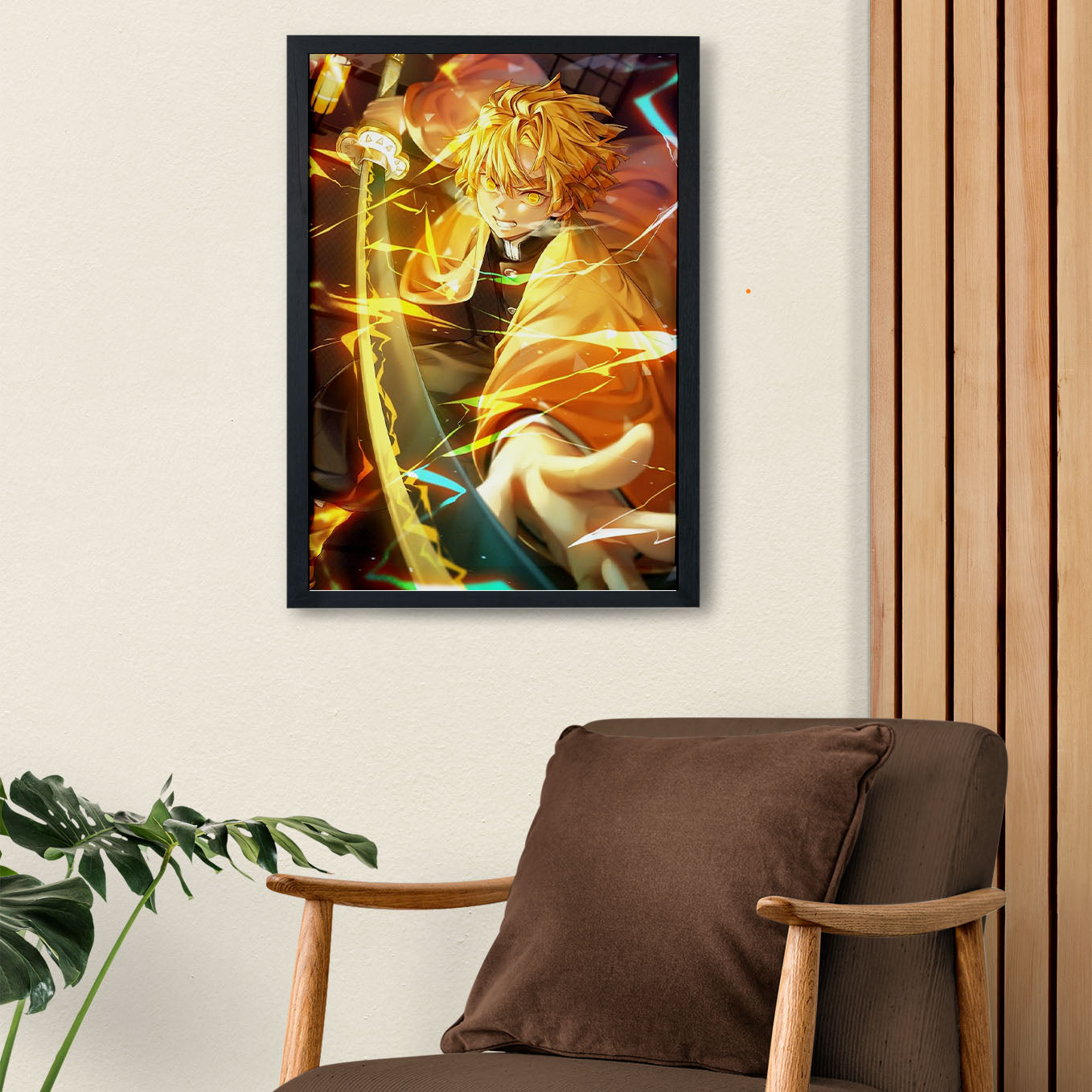Demon Slayer Zenitsu Sword Poster art framed 13x19-Inch - SoulAbiti