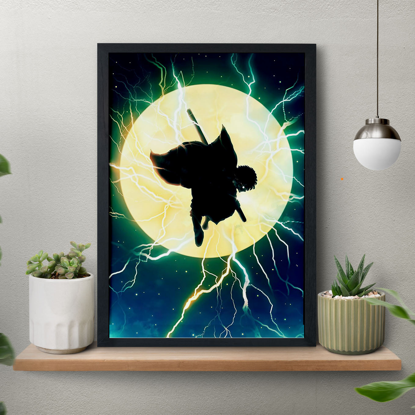 Demon Slayer Zenitsu Thunder Breathing Poster art framed 13x19-Inch - SoulAbiti
