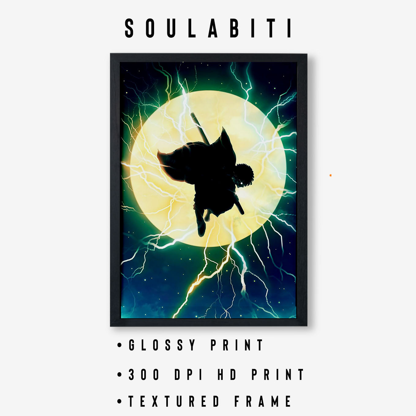 Demon Slayer Zenitsu Thunder Breathing Poster art framed 13x19-Inch - SoulAbiti