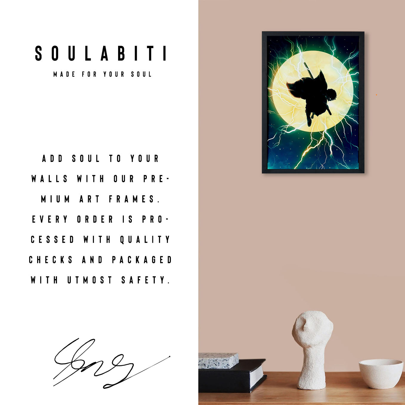 Demon Slayer Zenitsu Thunder Breathing Poster art framed 13x19-Inch - SoulAbiti