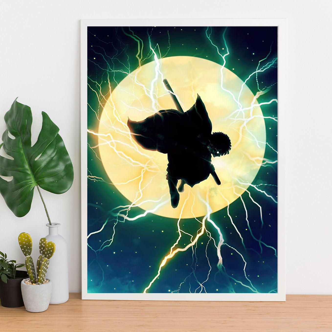 Demon Slayer Zenitsu Thunder Breathing Poster art framed 13x19-Inch - SoulAbiti