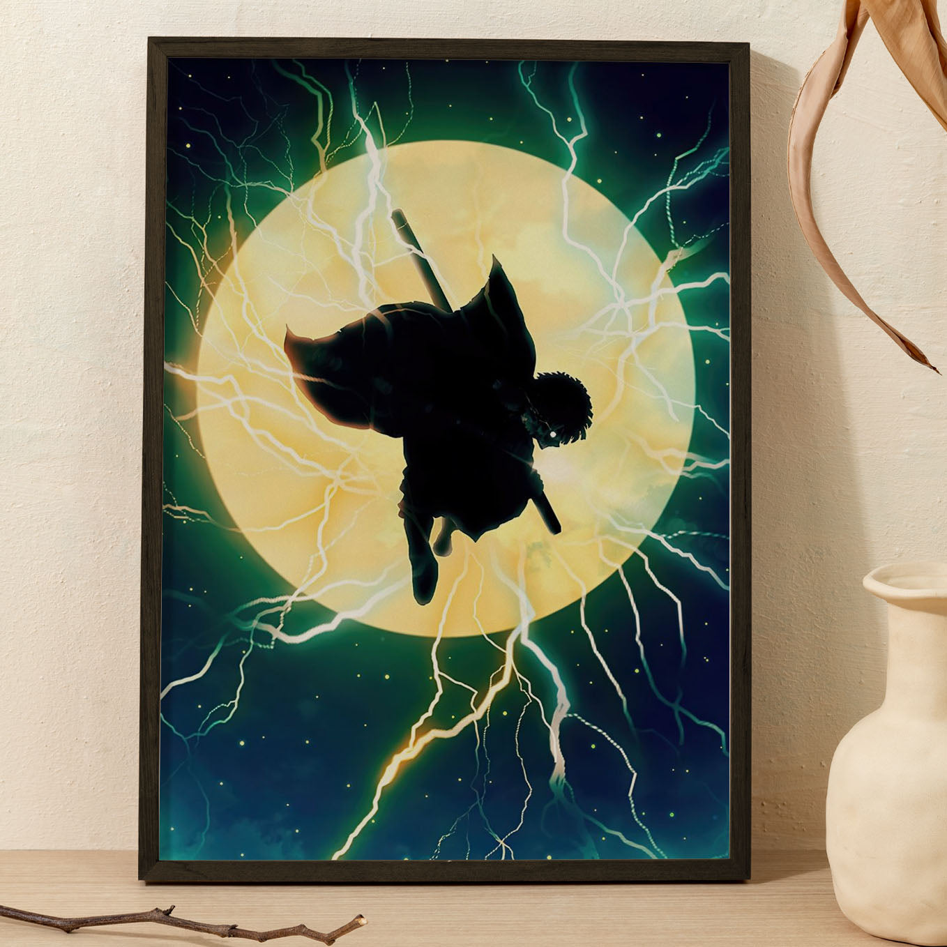 Demon Slayer Zenitsu Thunder Breathing Poster art framed 13x19-Inch - SoulAbiti