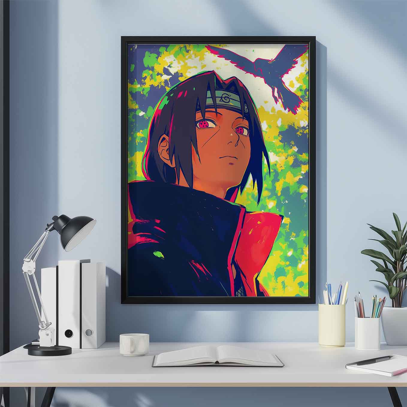 Itachi Uchiha Sharingan Ninja Poster art framed 12x18-Inch, Plexi-Glass