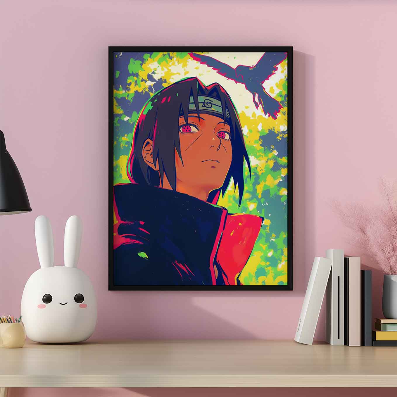Itachi Uchiha Sharingan Ninja Poster art framed 12x18-Inch, Plexi-Glass