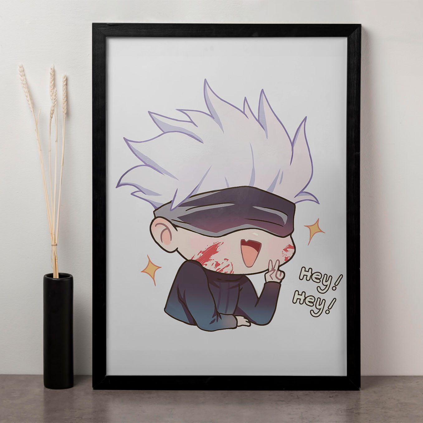 Jujutsu Kaisen cute gojo satoru Poster Art Framed 12x18-Inch - SoulAbiti
