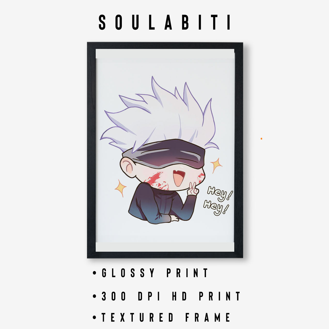 Jujutsu Kaisen cute gojo satoru Poster Art Framed 12x18-Inch - SoulAbiti