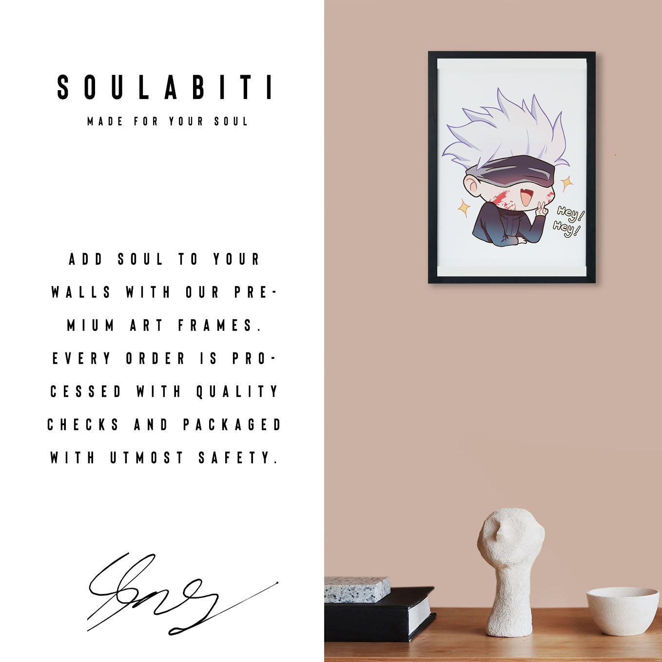 Jujutsu Kaisen cute gojo satoru Poster Art Framed 12x18-Inch - SoulAbiti