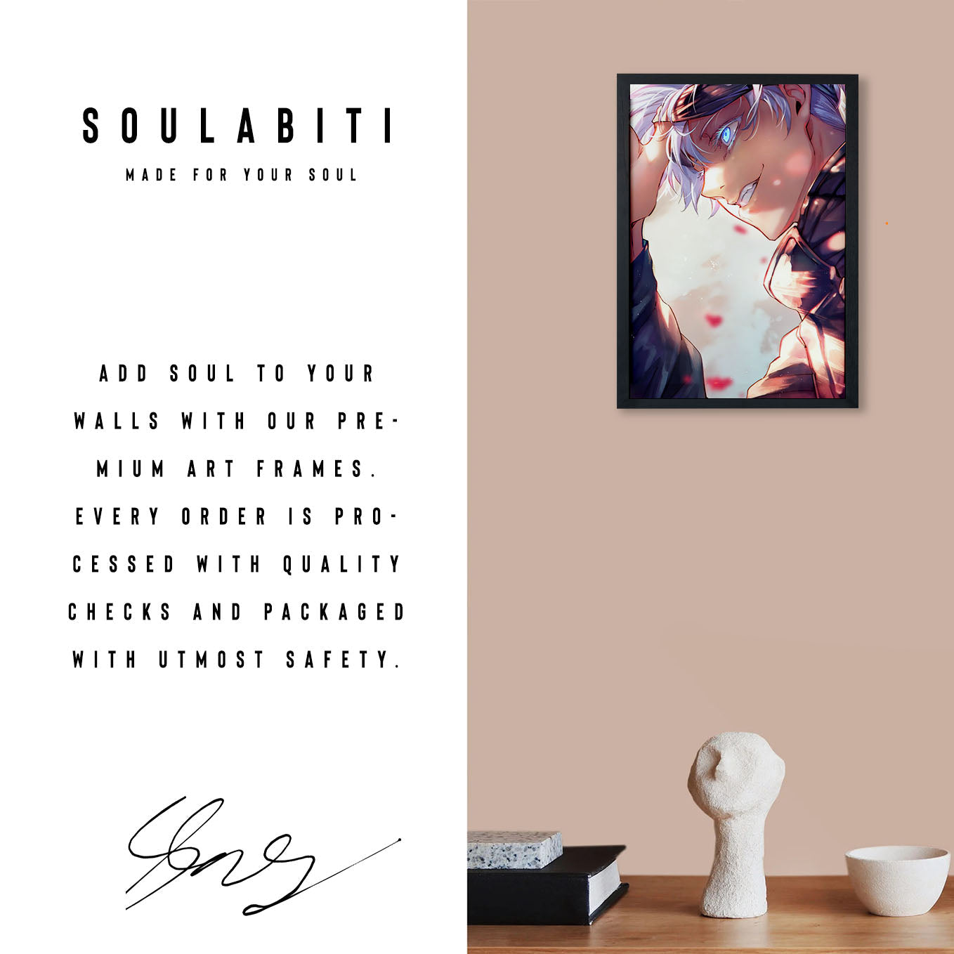 Jujutsu Kaisen Gojo Satoru Eyes Poster Art Framed 13x19-Inch - SoulAbiti