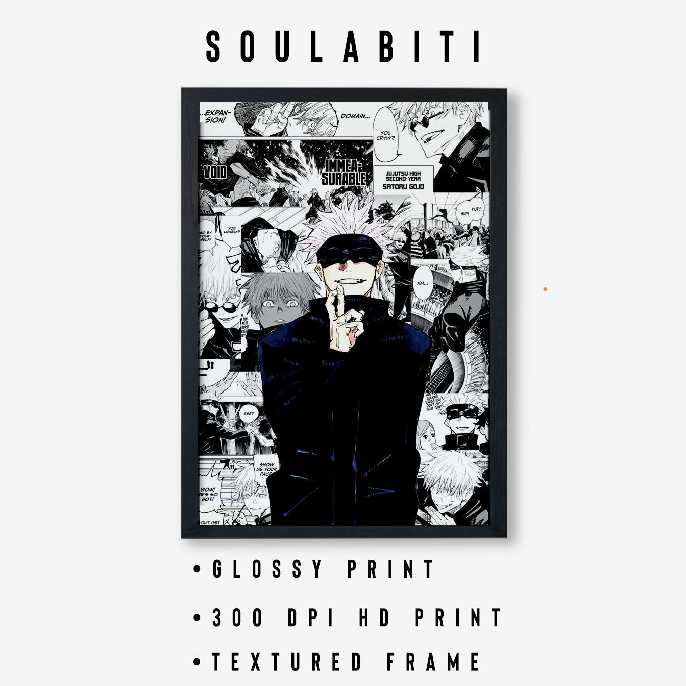 Jujutsu Kaisen Gojo Satoru Poster Art Framed 13x19-Inch - SoulAbiti
