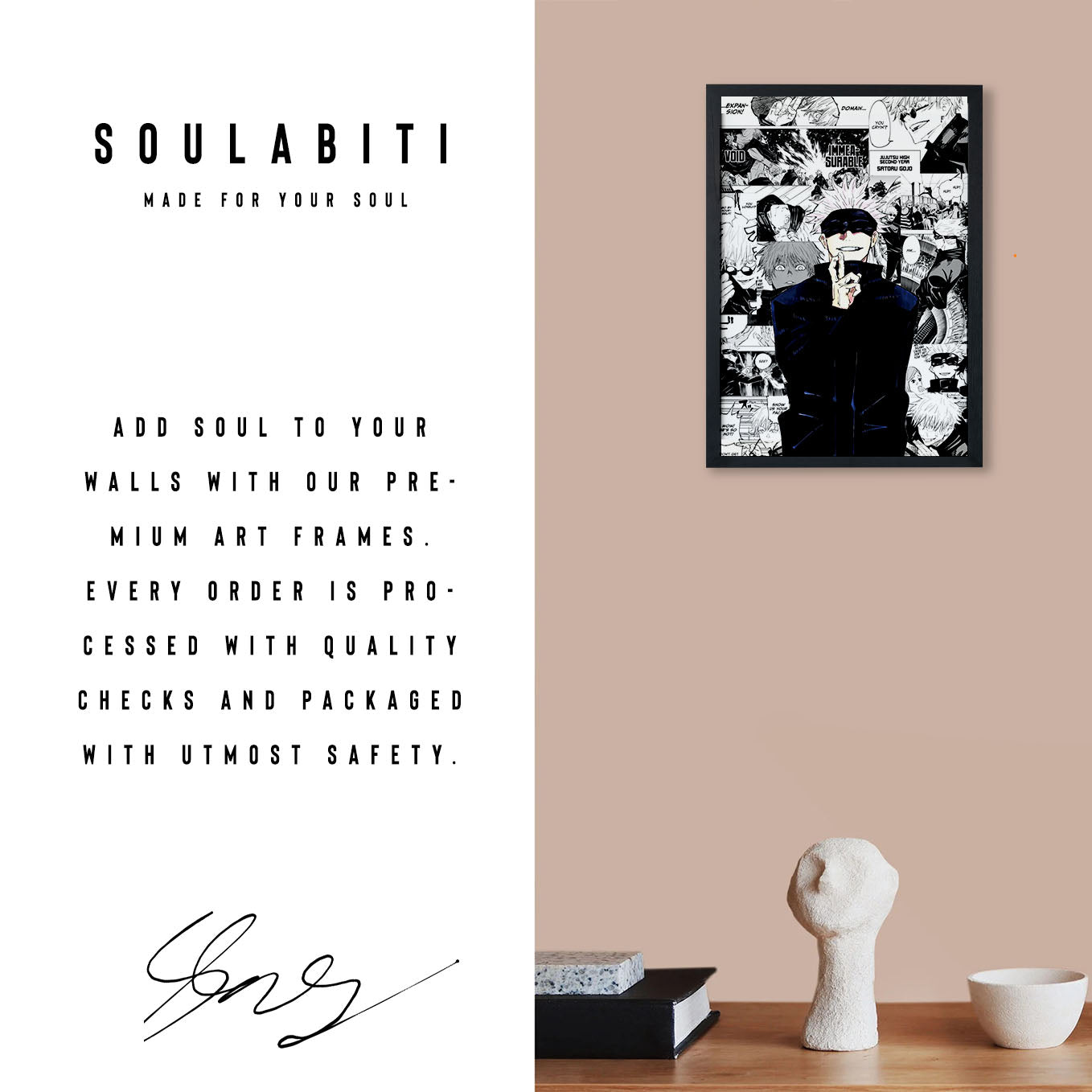 Jujutsu Kaisen Gojo Satoru Poster Art Framed 13x19-Inch - SoulAbiti