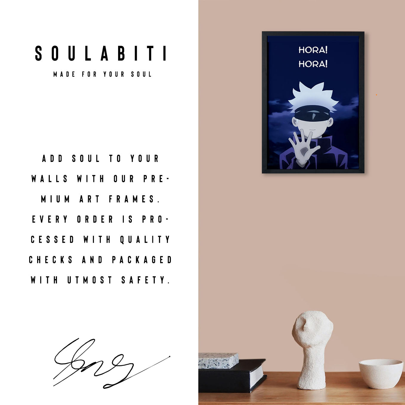 Jujutsu Kaisen Hora Hora gojo Poster Art Framed 13x19-Inch - SoulAbiti
