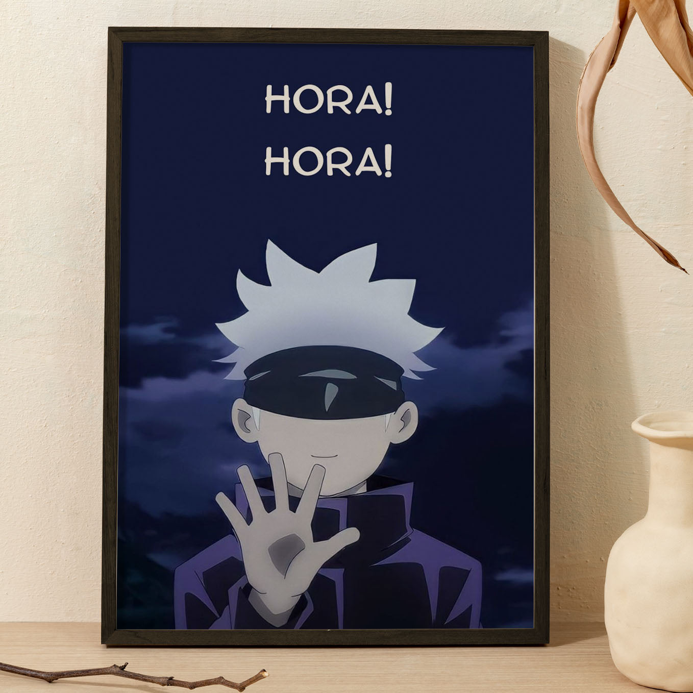 Jujutsu Kaisen Hora Hora gojo Poster Art Framed 13x19-Inch - SoulAbiti