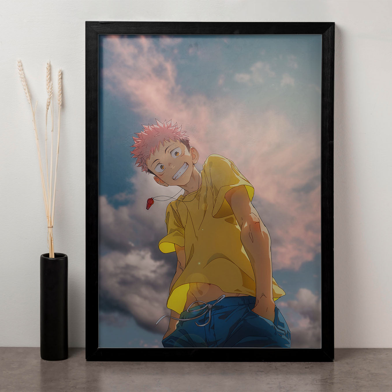 Jujutsu Kaisen Itadori Yuji Poster Art Framed 13x19-Inch - SoulAbiti